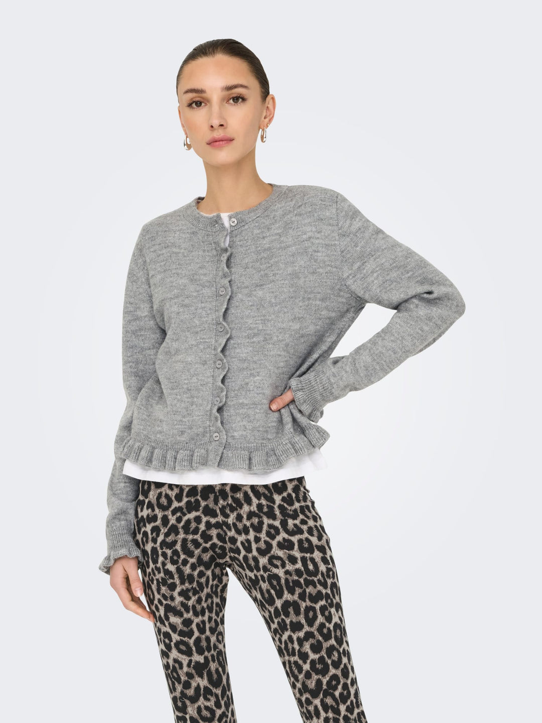 Jacqueline de Yong Letty vest gebreid lichtgrijs – dames
