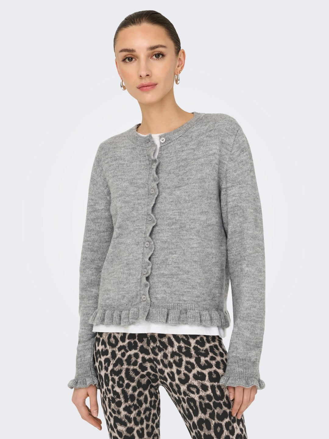 Jacqueline de Yong Letty vest gebreid lichtgrijs – dames