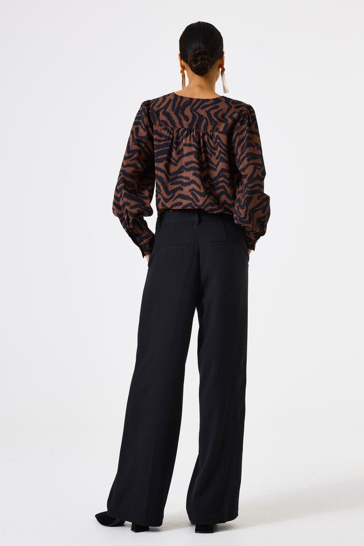 Garcia woman j50030 top l/m bruin dessin – dames