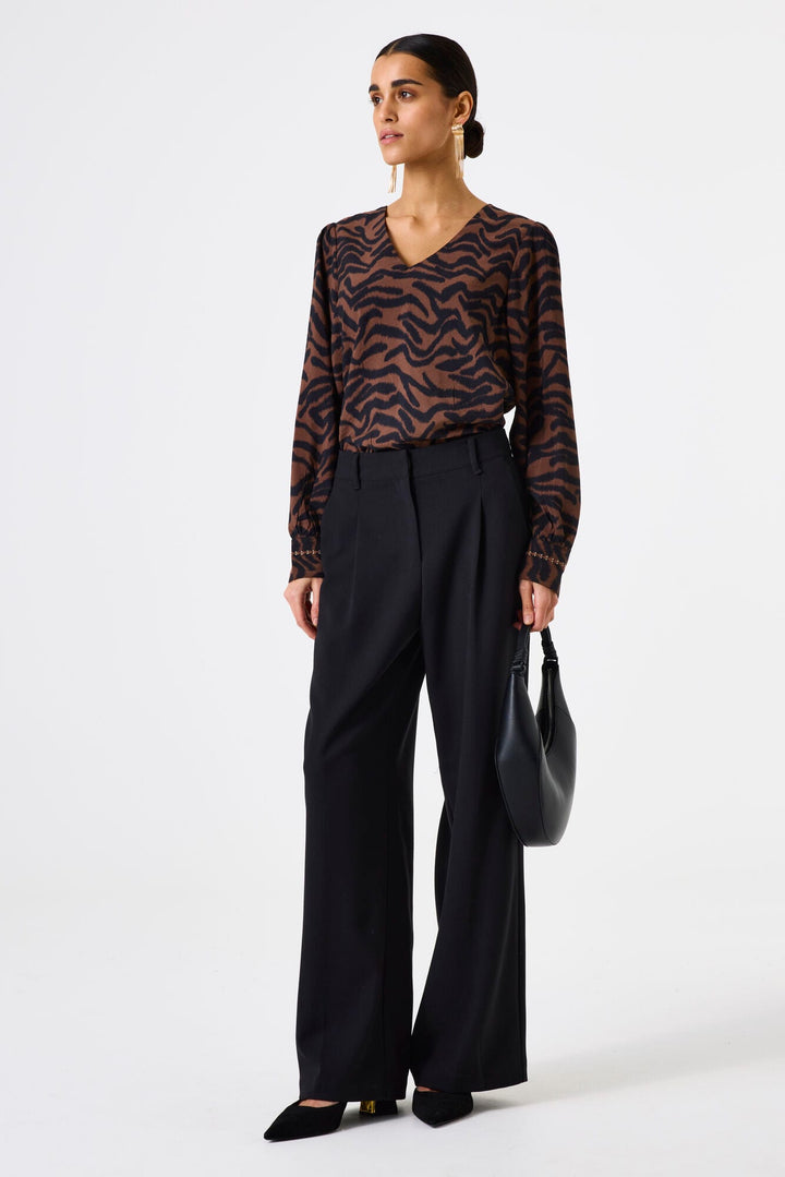 Garcia woman j50030 top l/m bruin dessin