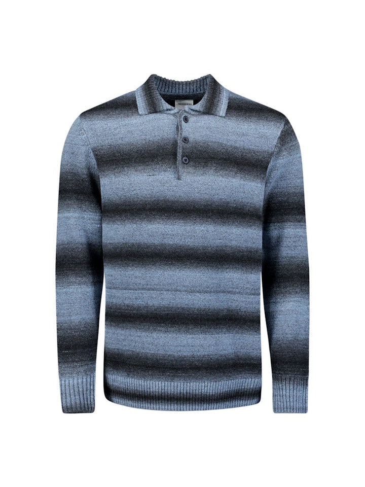 No Excess Pullover Polo Degrade blauw dessin – heren