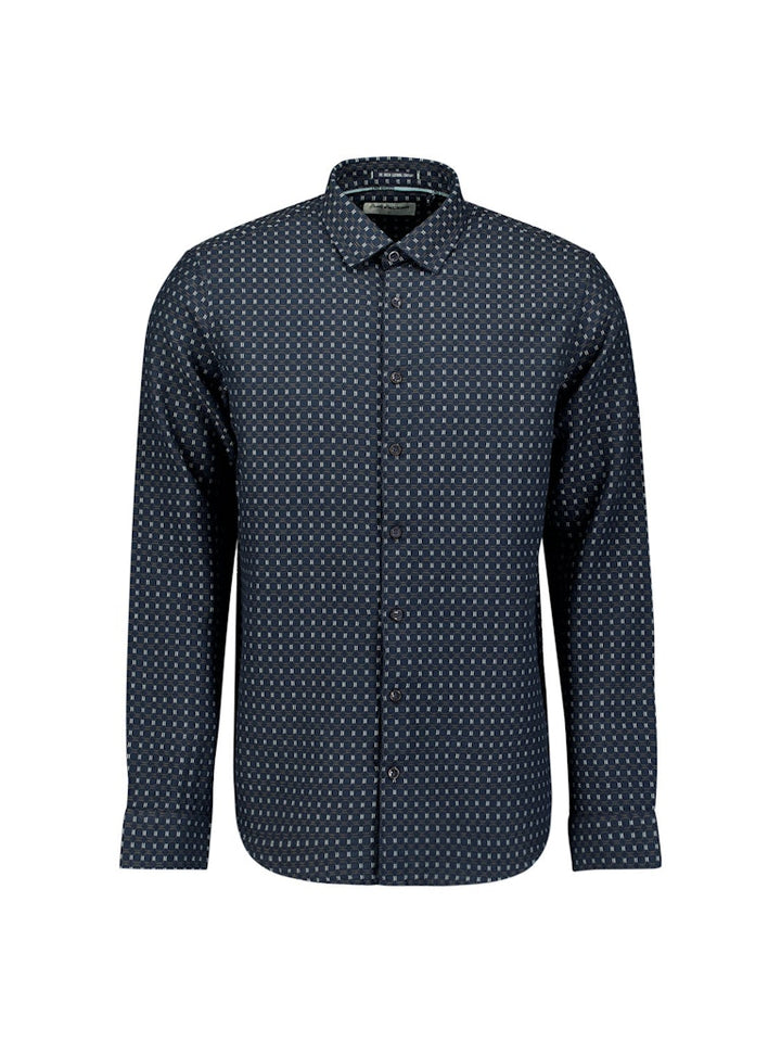 No excess overhemd l/m blauw dessin – heren