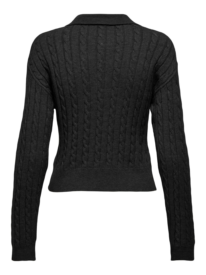 Only ONLKATIA LS CABLE POLO RP KNT – dames polo l/m zwart