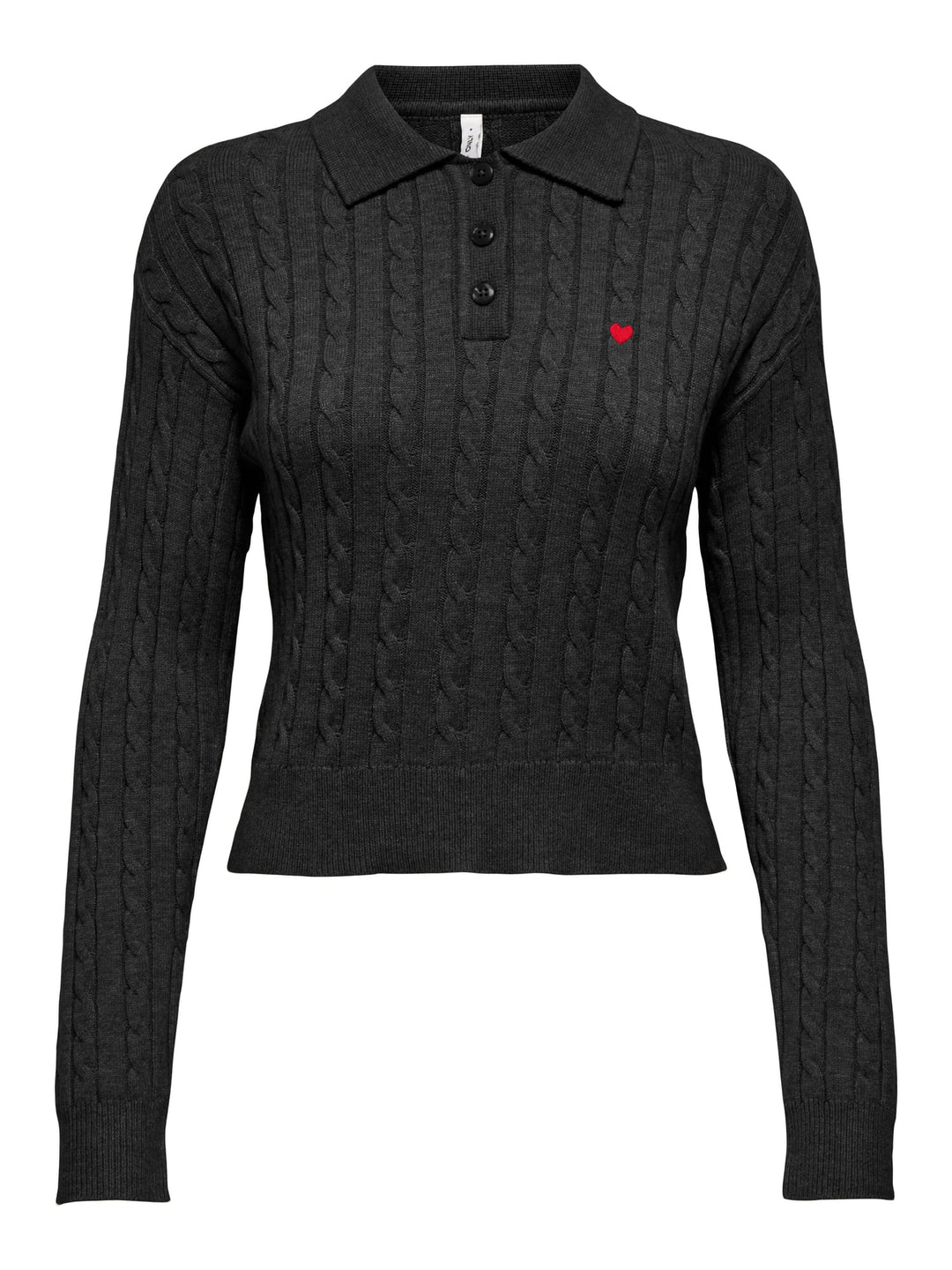 Only ONLKATIA LS CABLE POLO RP KNT – dames polo l/m zwart