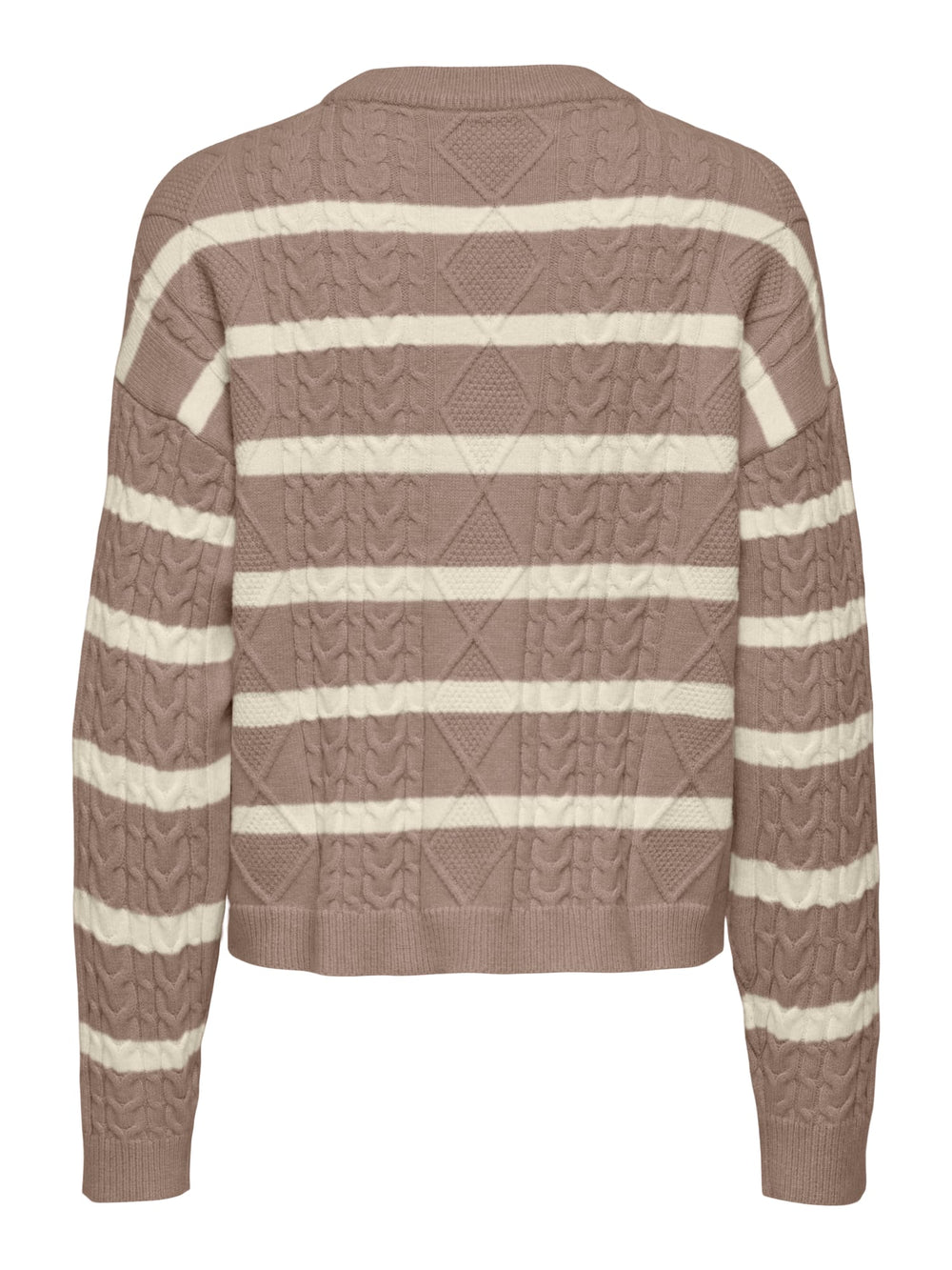 Only ONLKATIA LS Cable O-Neck Pullover – dames trui - Bruin Dessin