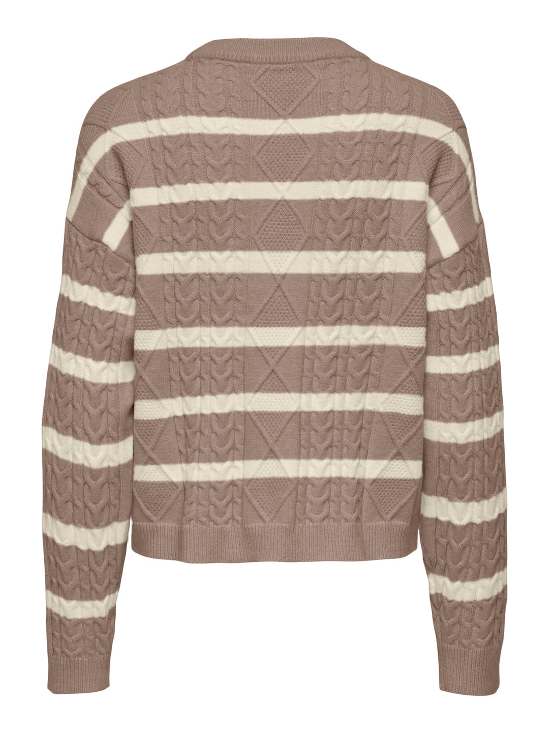 Only ONLKATIA LS Cable O-Neck Pullover – dames trui - Bruin Dessin