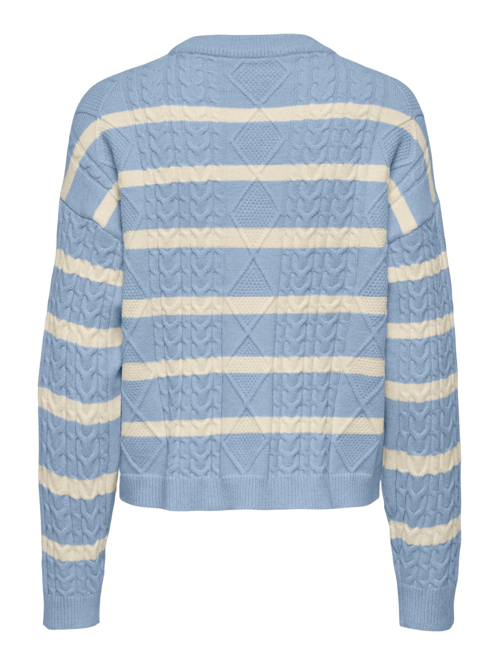 Only ONLKATIA LS CABLE O-NECK PULLOVER – dames trui - Blauw Dessin