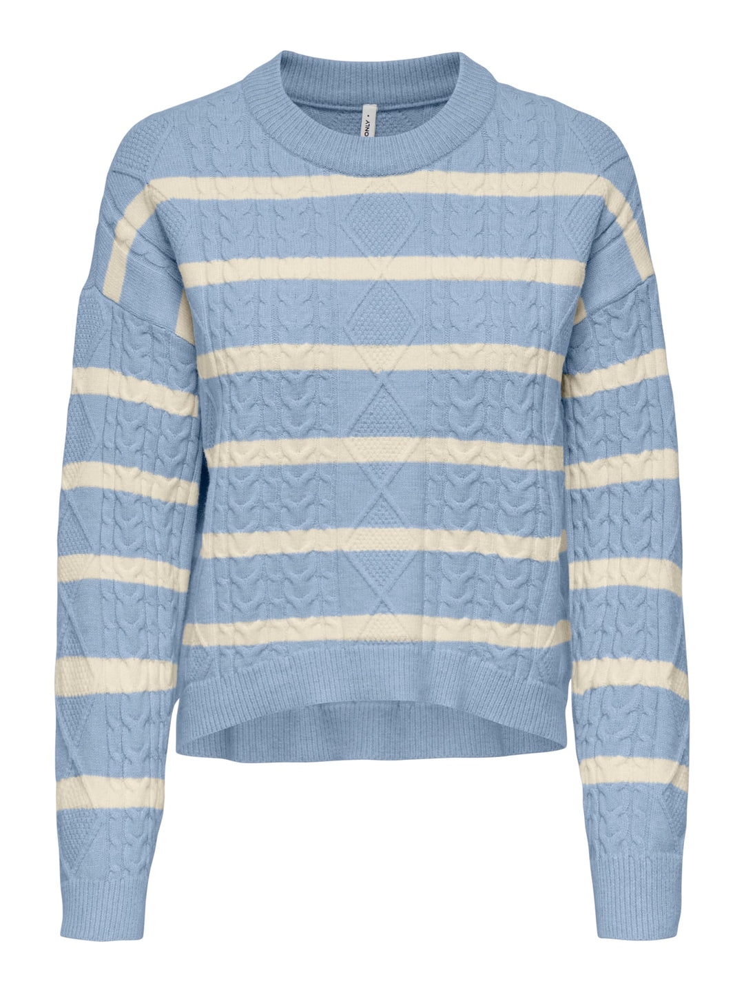 Only ONLKATIA LS CABLE O-NECK PULLOVER – dames trui - Blauw Dessin