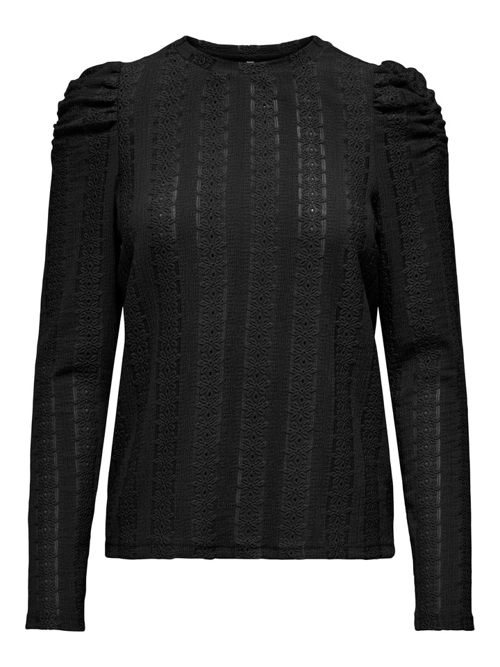 Only ONLMELANIE L/S O-NECK TOP JRS zwart – dames t-shirt