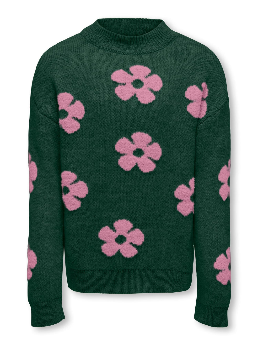 Kids Only KOGNAJA L/S FLOWER PULLOVER KNT – meisjes trui - Groen Dessin
