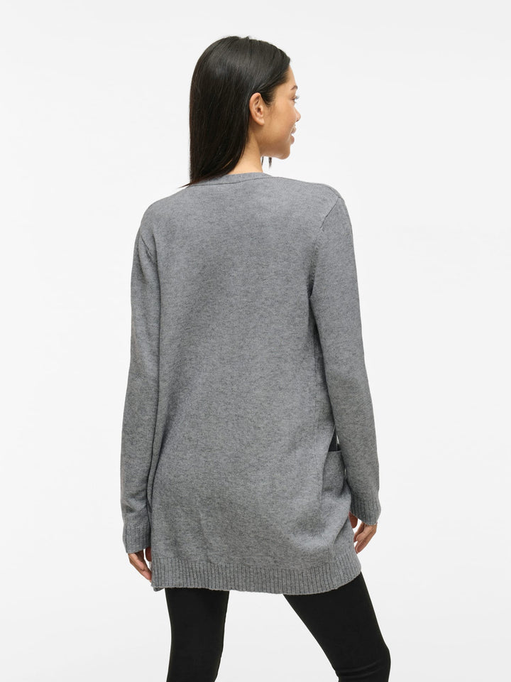 Vila 14044041 RIL vest gebreid dames grijs