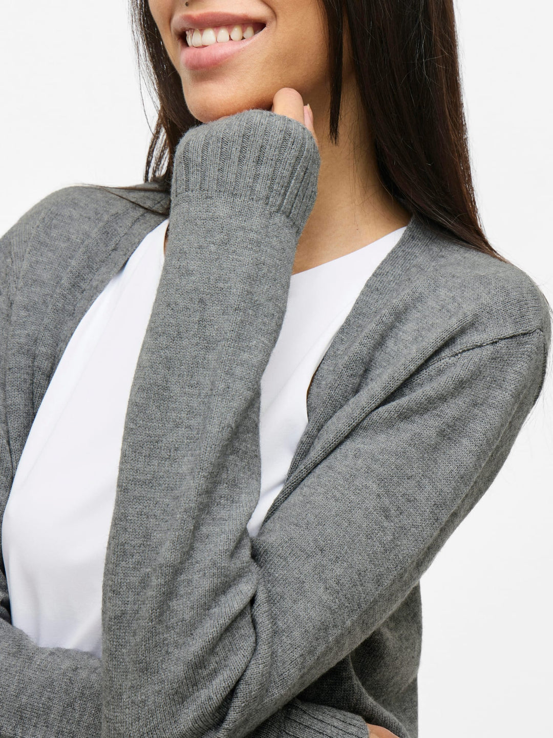 Vila VIRIL OPEN L/S KNIT CARDIGAN - dames vest grijs