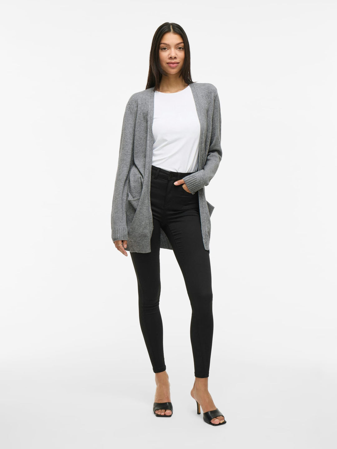 Vila VIRIL OPEN L/S KNIT CARDIGAN - dames vest grijs