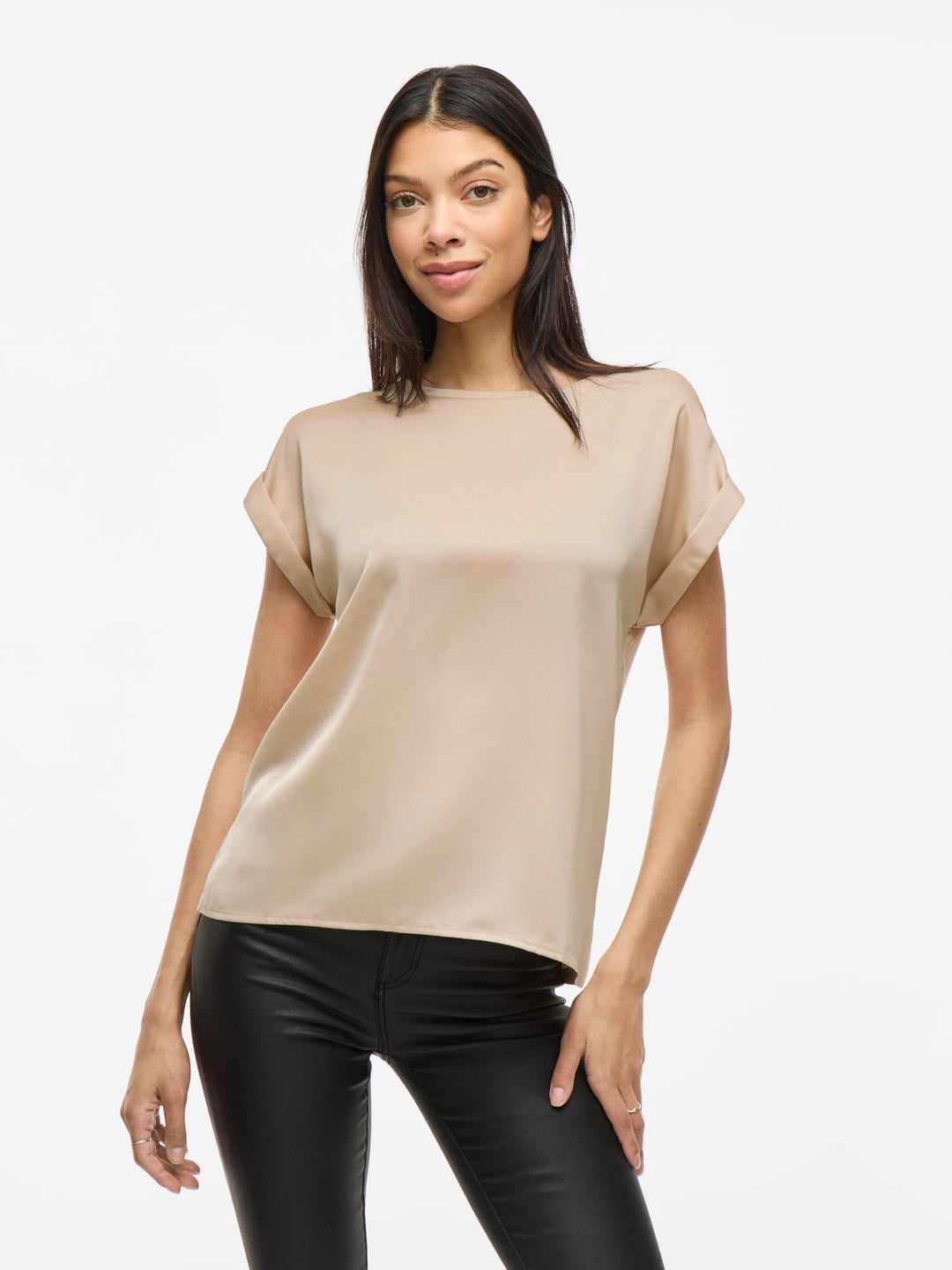 Vila 14059563 ellette t-shirt k/m dames zand