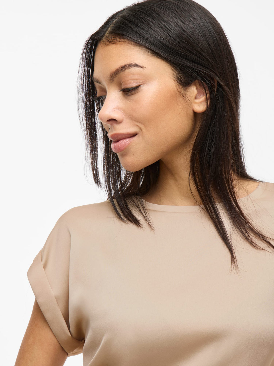 Vila 14059563 ellette t-shirt k/m dames zand