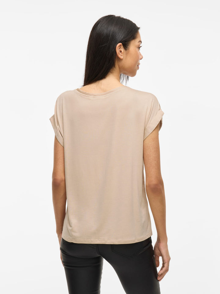 Vila 14059563 ellette t-shirt k/m dames zand