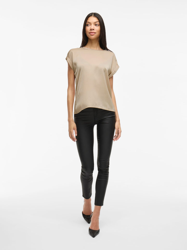 Vila 14059563 ellette t-shirt k/m dames zand