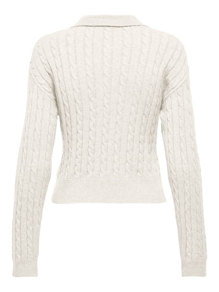 Only ONLKATIA LS CABLE POLO RP KNT – dames polo - Off-white