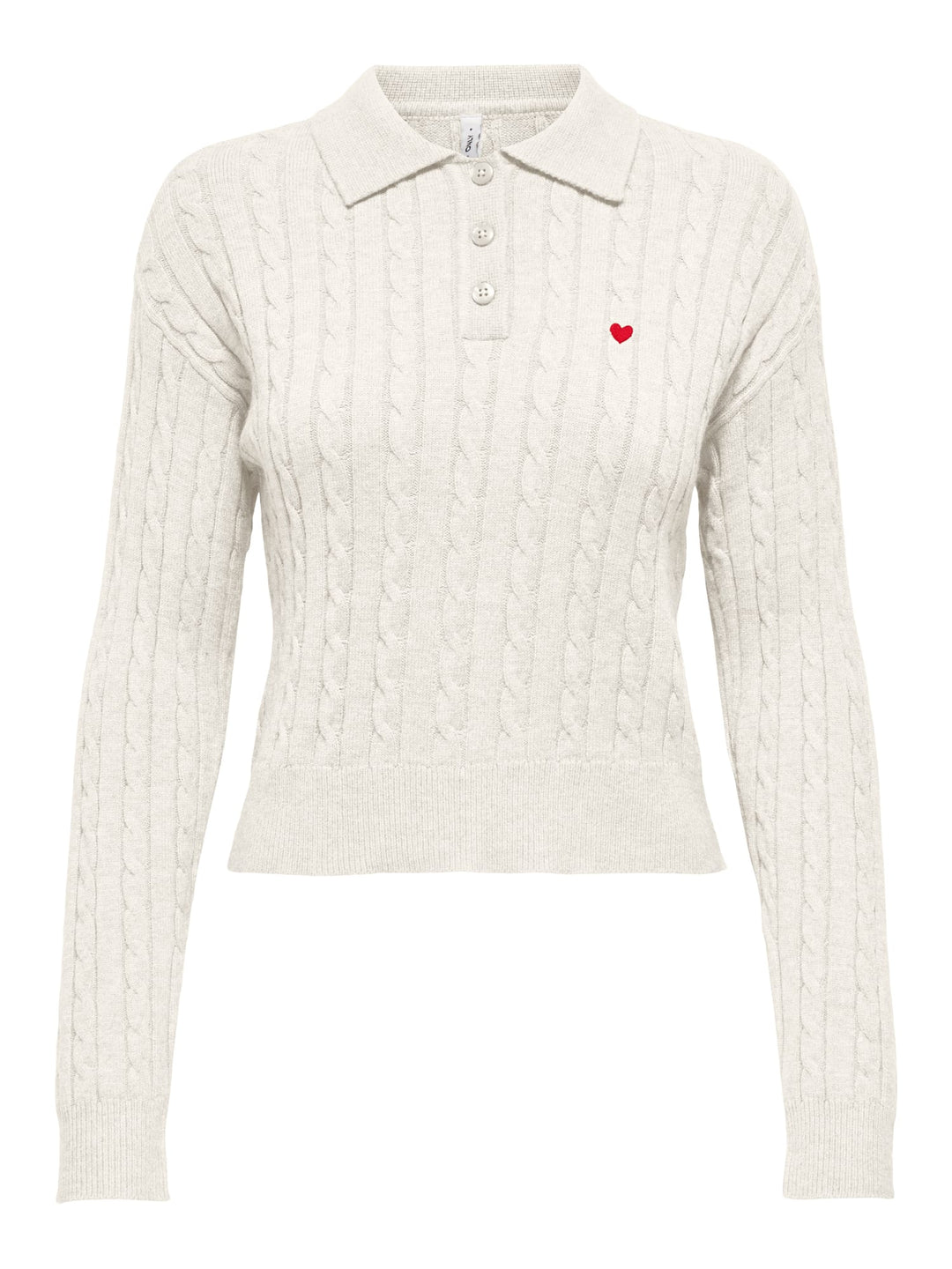 Only ONLKATIA LS CABLE POLO RP KNT – dames polo - Off-white