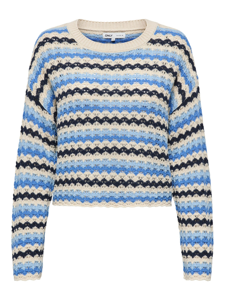 Only Asa trui dames blauw dessin – gebreide pullover