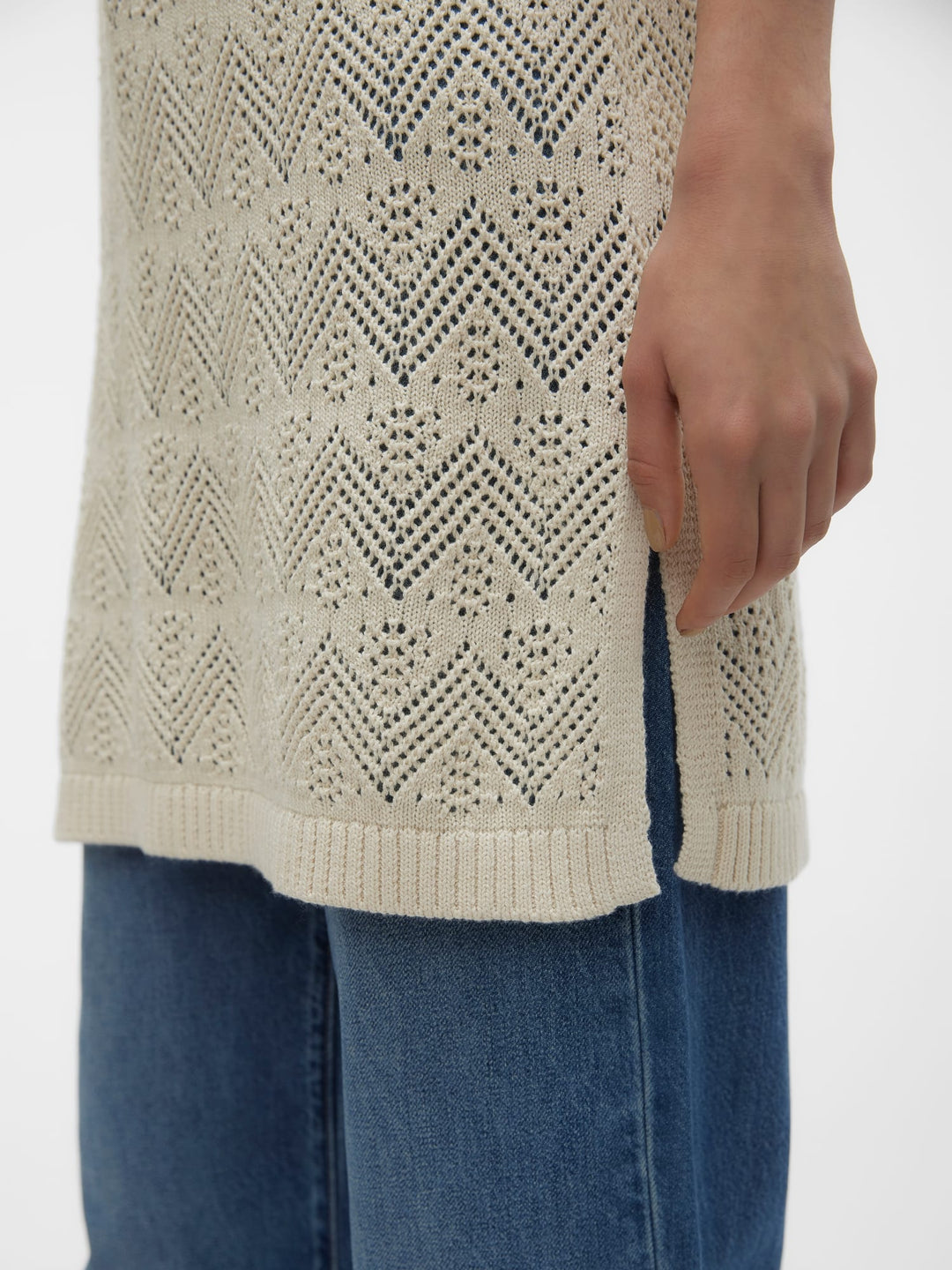 VERO MODA VMMALTA 2/4 V-NECK PULLOVER - dames - Beige
