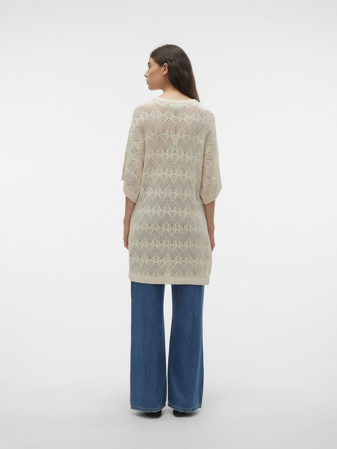 VERO MODA VMMALTA 2/4 V-NECK PULLOVER - dames - Beige
