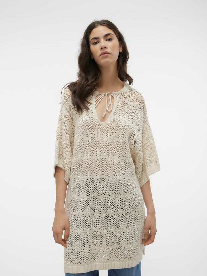 VERO MODA VMMALTA 2/4 V-NECK PULLOVER - dames - Beige