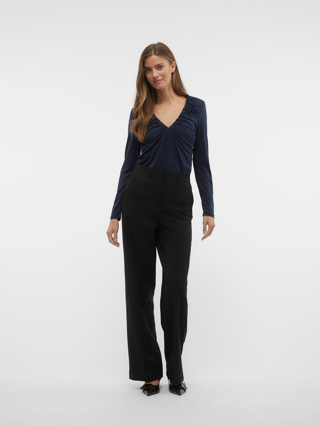 VERO MODA VMHanna top navy – dames t-shirt l/m
