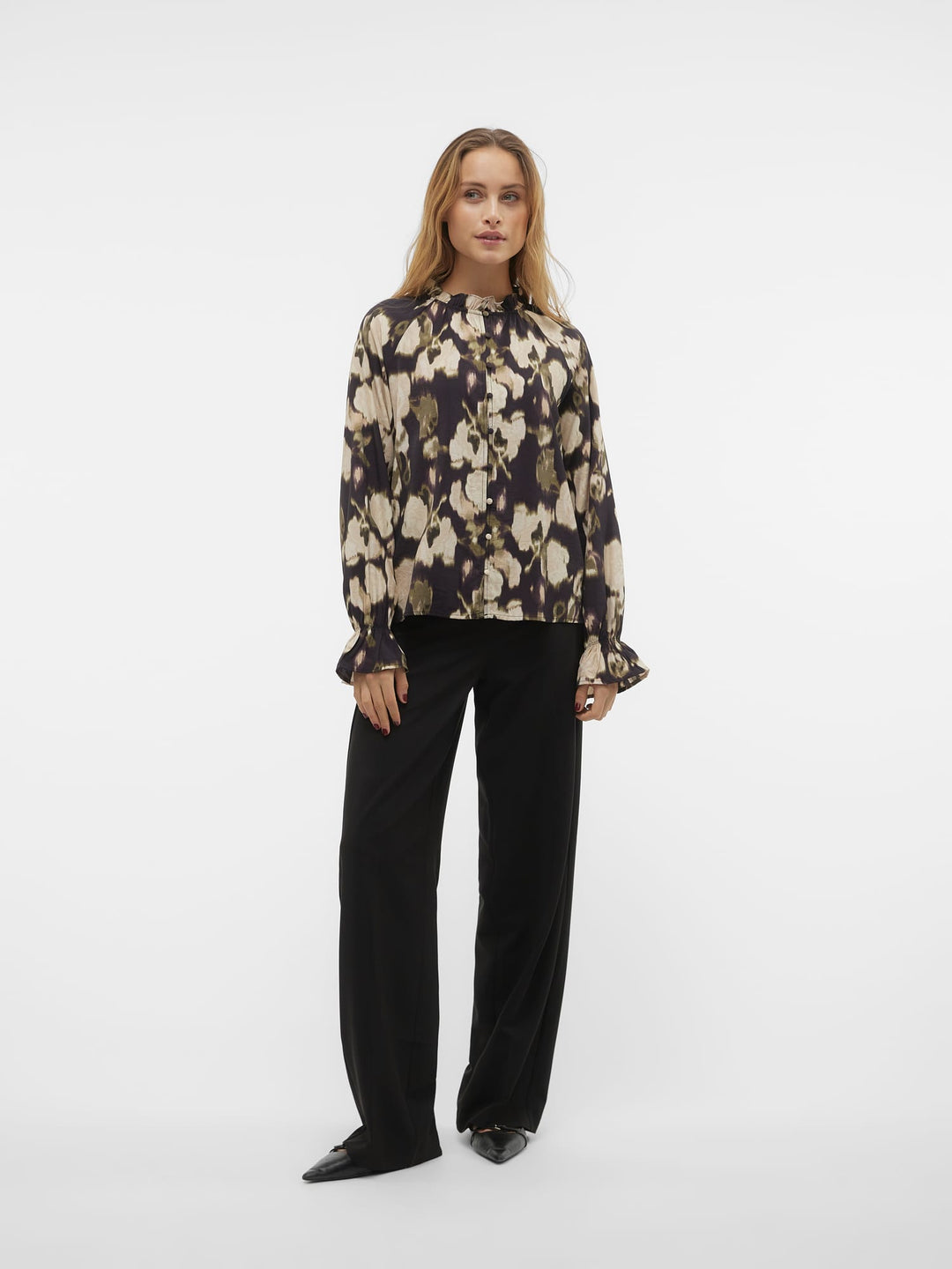 VERO MODA Celina blouse l/m zwart dessin – dames