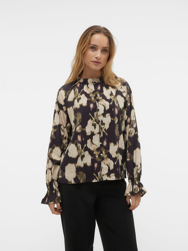 VERO MODA Celina blouse l/m zwart dessin – dames