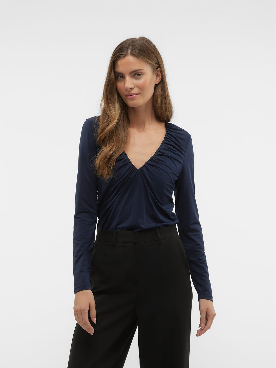VERO MODA VMHanna top navy – dames t-shirt l/m