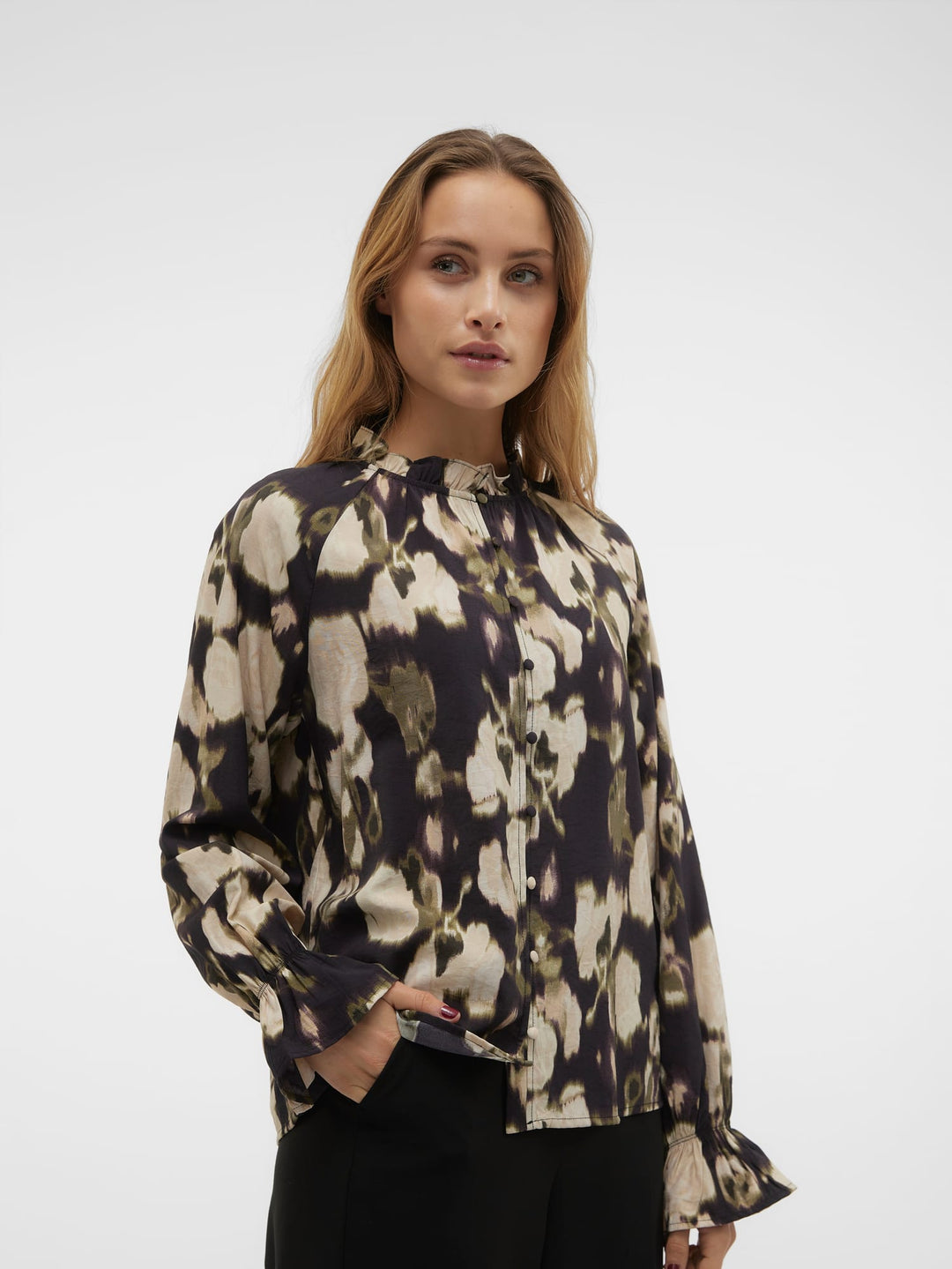 VERO MODA Celina blouse l/m zwart dessin – dames