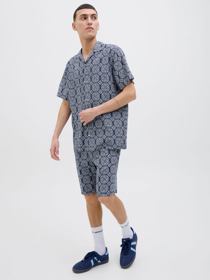 Jack & Jones Jaiden Seersucker shorts blauw dessin – heren