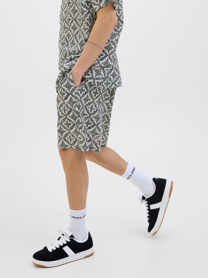 Jack & Jones JPSTJAIDEN Seersucker short heren – wit dessin