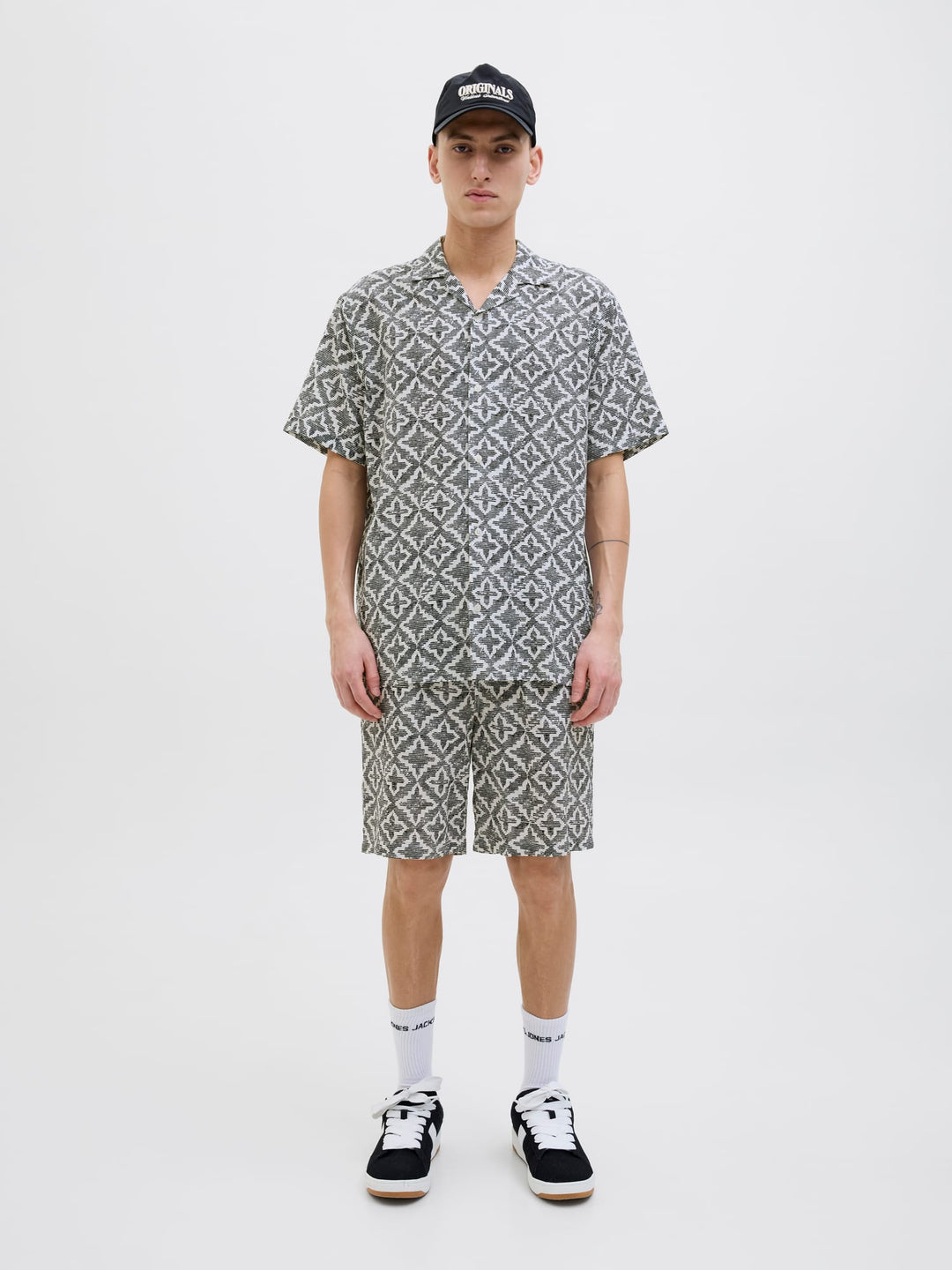 Jack & Jones JPSTJAIDEN Seersucker short heren – wit dessin