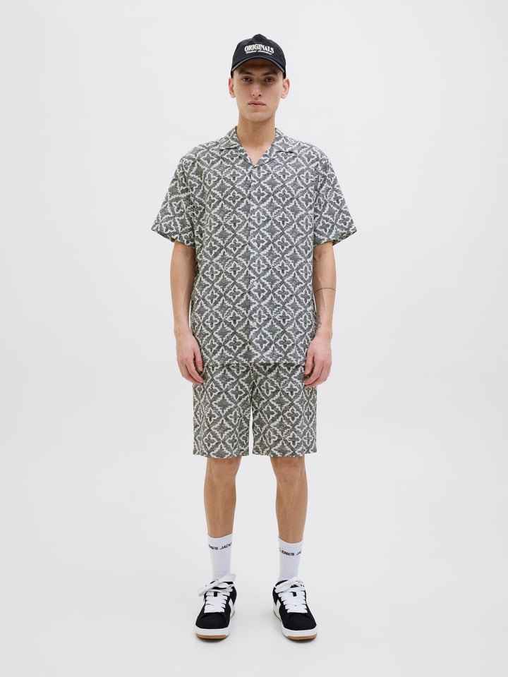 Jack & Jones JPSTJAIDEN Seersucker short heren – wit dessin