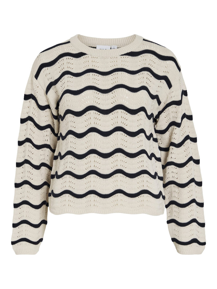 Vila 14112812 Wave trui ecru dessin – dames