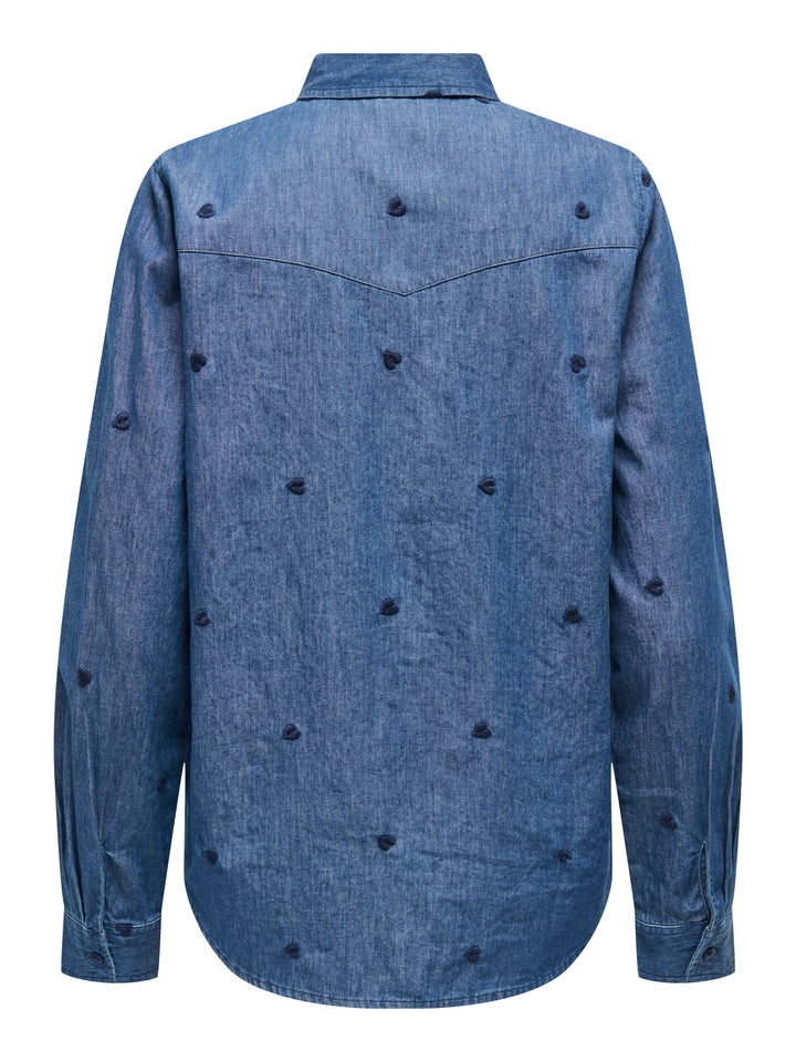Jacqueline de Yong blouse denim dames – JDYLOVE L/S EMBR SHIRT - Blue Denim