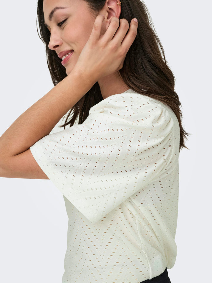 Jacqueline de Yong JDYCARLA CATHINKA S/S Top – dames - Wit Dessin