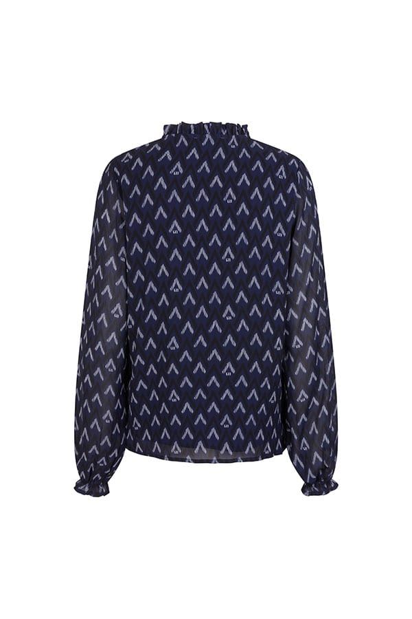 Lofty Manner Blouse Eliza – dames blouse blauw dessin