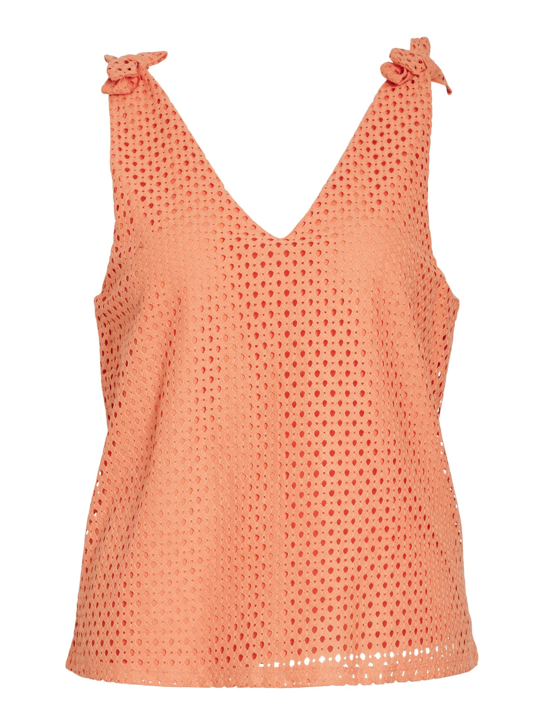Vila VIALVADORA V-NECK S/L TOP – dames singlet - Oranje Dessin