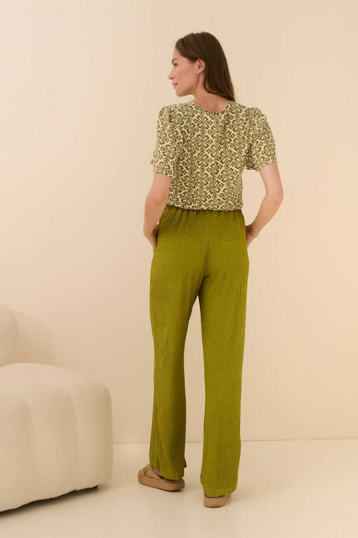 Lofty Manner Blouse Bella – dames blouse groen dessin