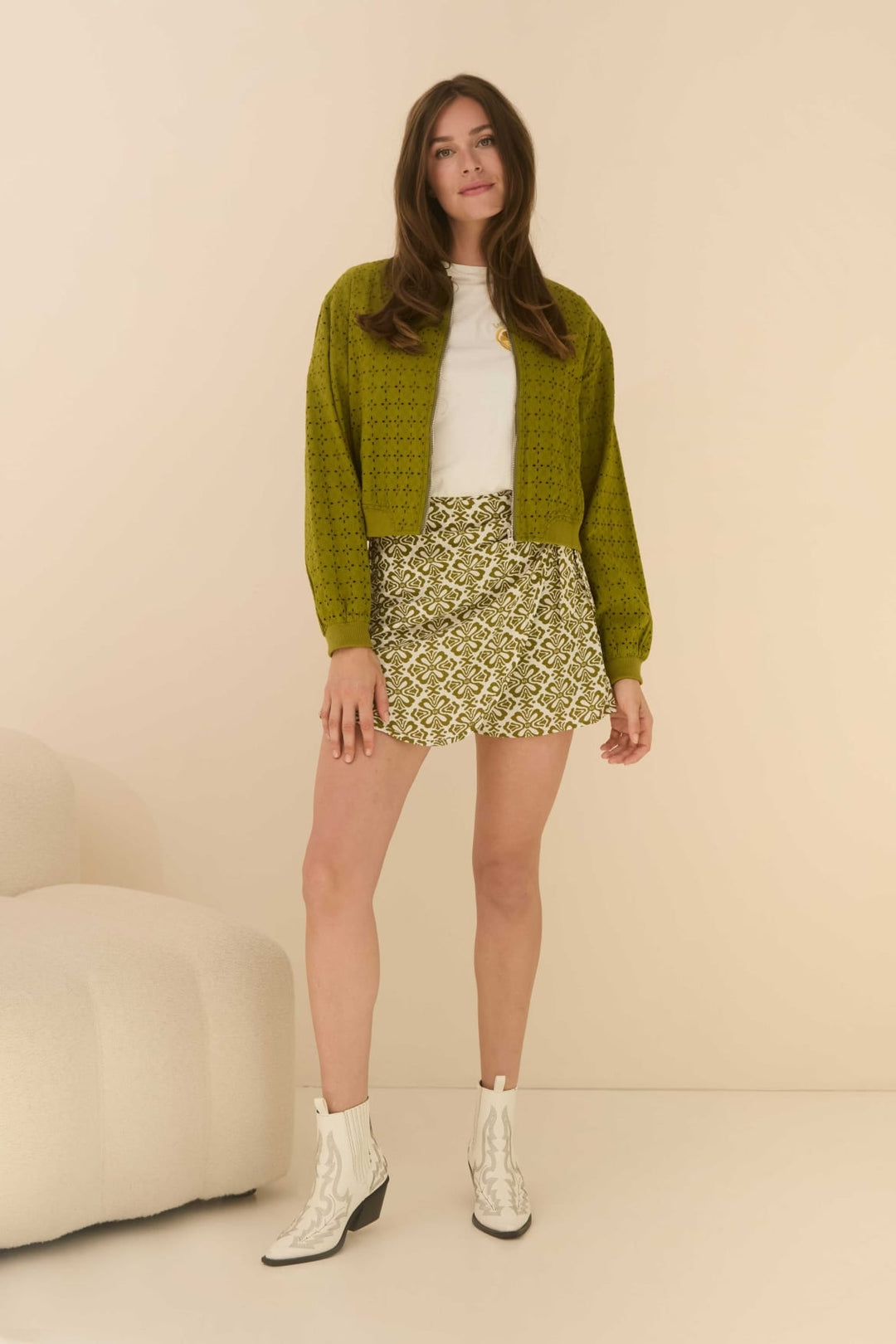 Lofty Manner QC40 skort Paola – dames skort - Groen Dessin