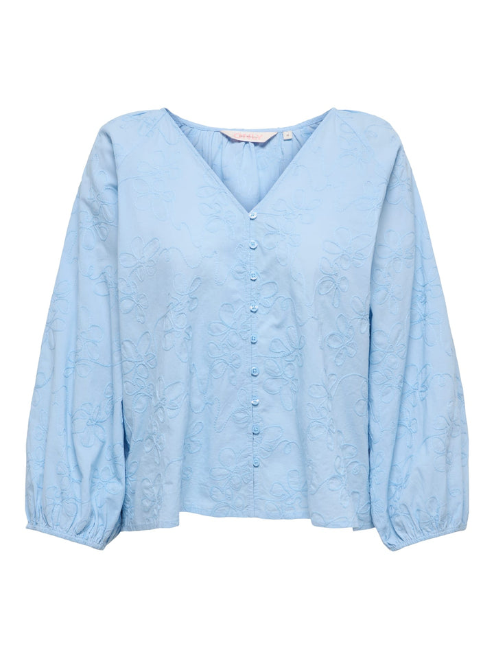 Only 15364374 Zion blouse l/m lichtblauw – dames
