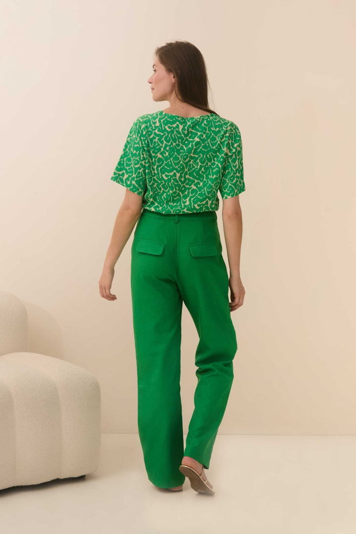 Lofty Manner Blouse Iggy – dames blouse groen dessin