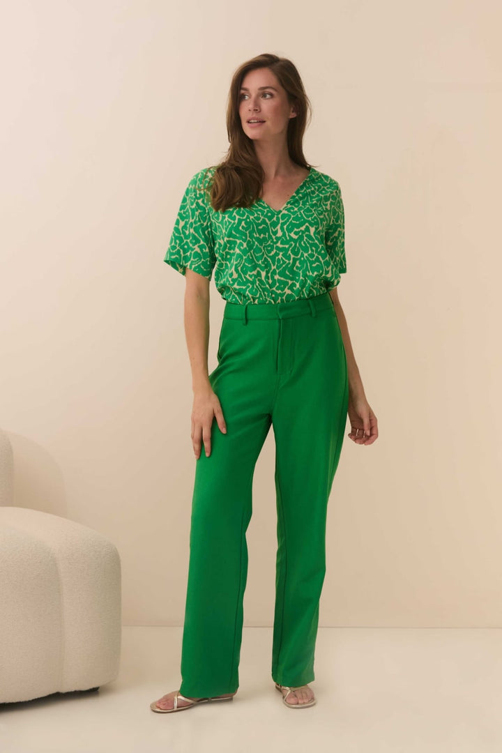 Lofty Manner QD03 - Blouse Iggy groen dessin – dames