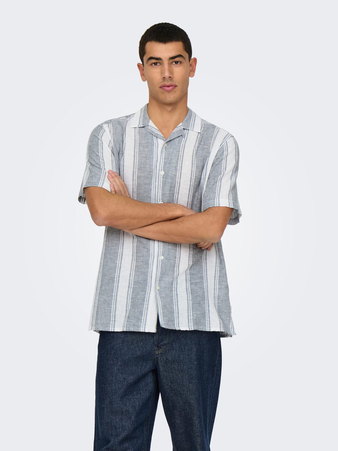 ONLY & SONS Caiden overhemd k/m grijs dessin – heren