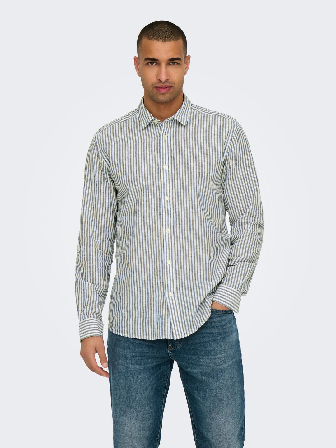 ONLY & SONS Caiden overhemd l/m wit dessin – heren