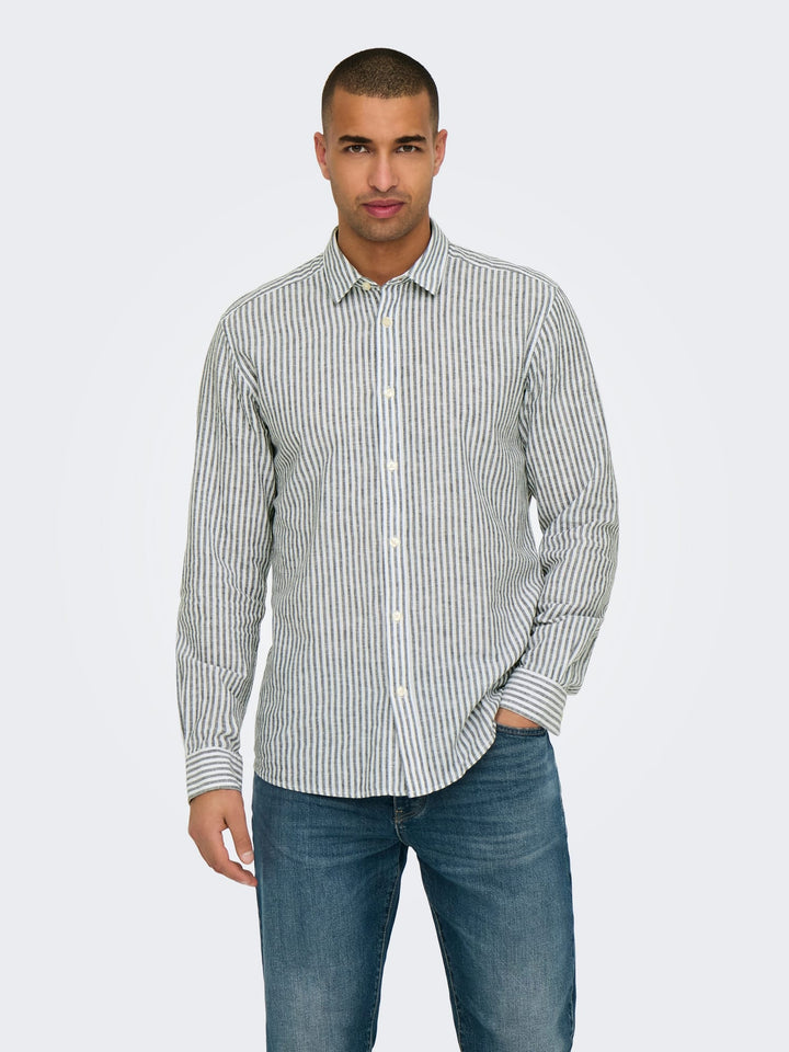 ONLY & SONS Caiden overhemd l/m wit dessin – heren