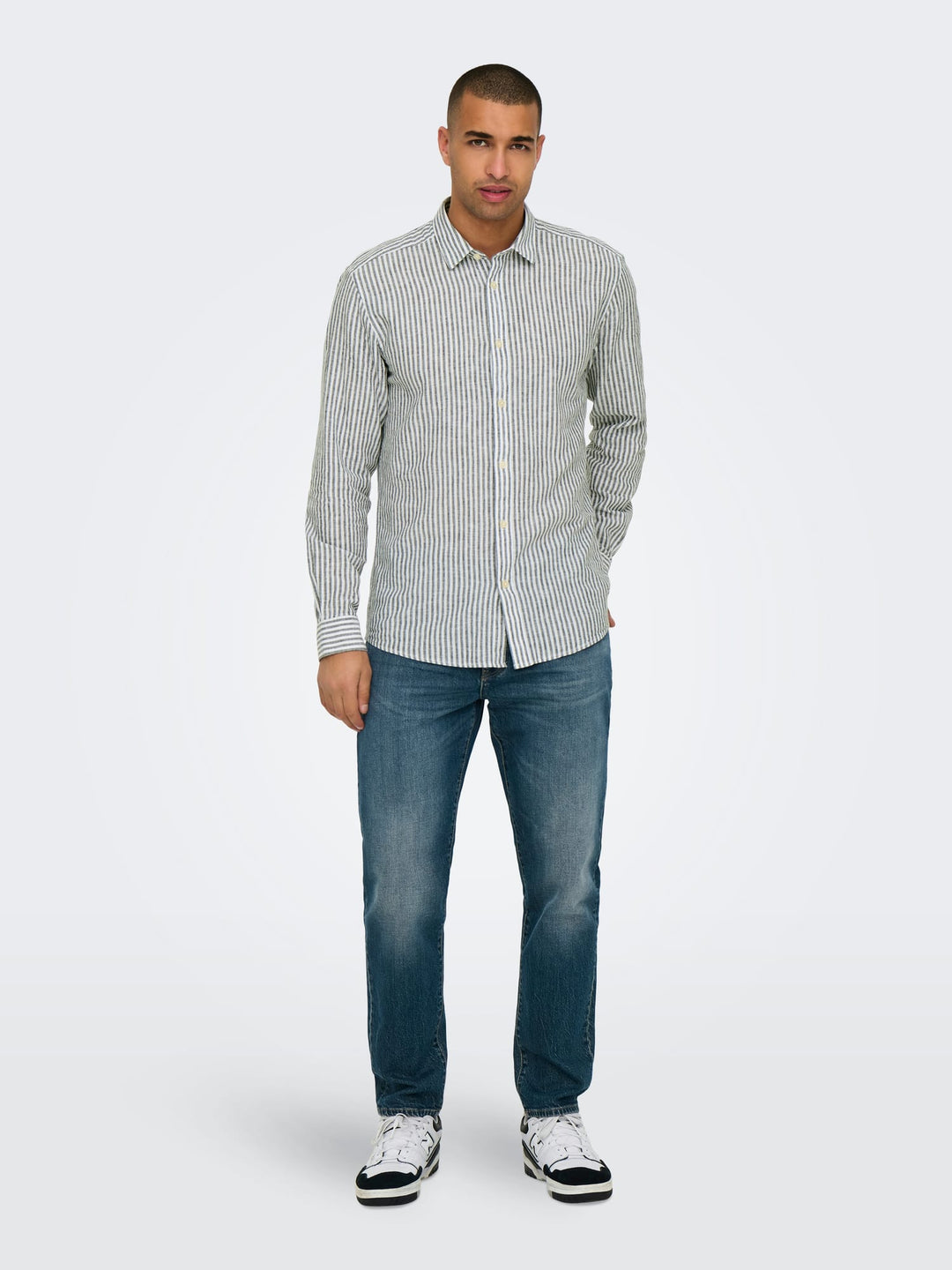 ONLY & SONS Caiden overhemd l/m wit dessin – heren